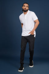 Men's white core pique polo t-shirt