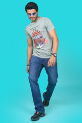 Men's Sage Pima Cotton Single Jersey Round Neck T-shirt with Digital Print