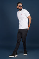 Men's white core pique polo t-shirt with logo