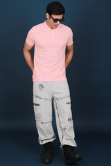 Men's Light Coral Lycra Pique Polo T-shirt