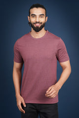 Men's Burgandy Melange round neck t-shirt