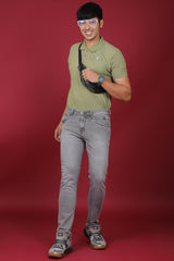 Men's Grey Denim Slim Fit Hexa-9005-1 Jean