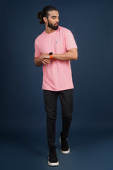 Men's Coral single jersey round neck t-shirt with logo