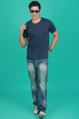 Men's Navy Single Jersey Round Neck T-shirt