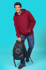 Men's Burgundy Hooded Jacket