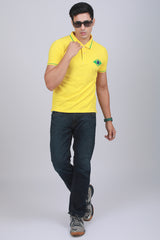 Men's Yellow Pique Polo Tipping Collar T-shirt