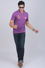 Men's Purple Pique Polo Tipping Collar T-shirt