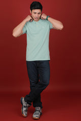 Men's Light Sage Green Lycra Pique Polo T-shirt