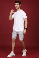 Men's Grey Melange Cargo Shorts with Logo