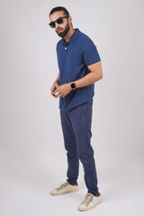 Men's Navy Core Lycra Pique Polo T-Shirt