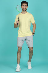 Men's Grey Melange Raw Edge Shorts