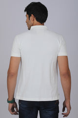 Men's White Core Lycra Pique Polo T-shirt