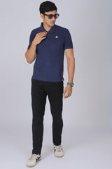 Men's Navy Core Lycra Pique Polo T-shirt