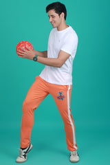 Men's Orange Solid Sports Track Pant