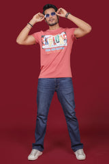 Men's Cayon Rose Pima Cotton Single Jersey Round Neck T-shirt   with Digital Print