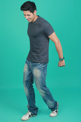 Men's Slate Single Jersey  Round Neck T-shirt