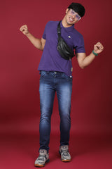 Men's Dark Blue Denim Slim Fit Hexa-9004 Jean