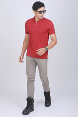 Men's Bordeaux Lycra Pique Polo T-shirt