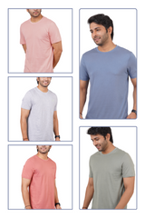 Pack of 5 Solid Pima Cotton Single Jersey Crew Neck T-Shirts