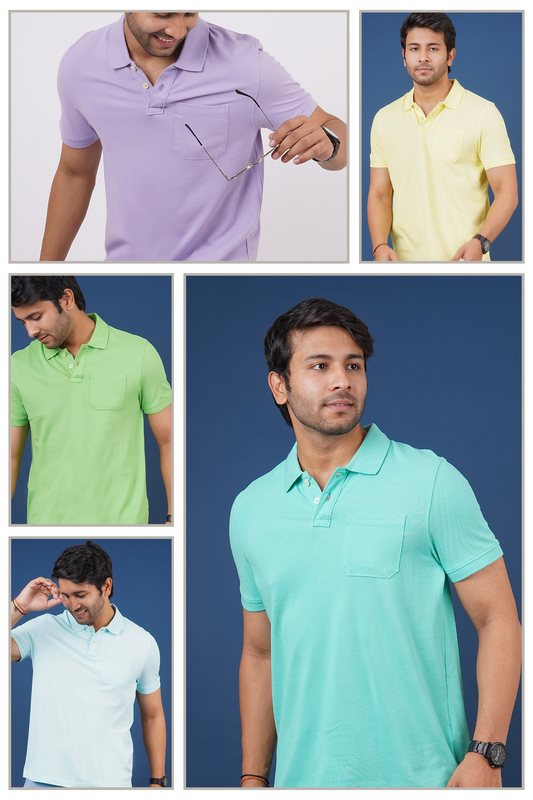 Pack of 5 Core Pique Polo T-Shirts With Pocket