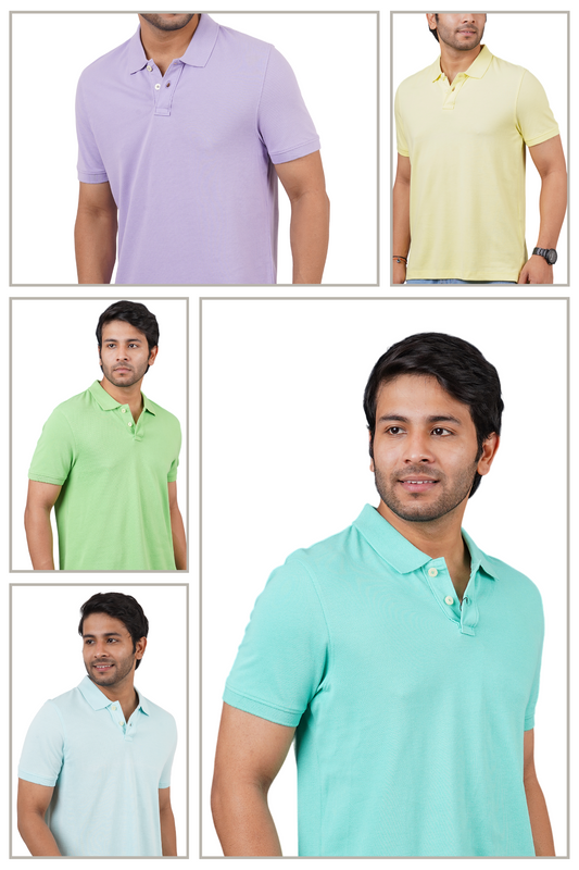 Pack of 5 Core Pique Polo T-Shirts