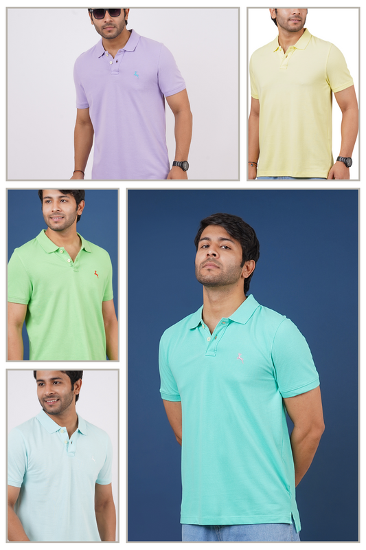 Pack of 5 Core Pique Polo T-Shirts With Embroidered Logo