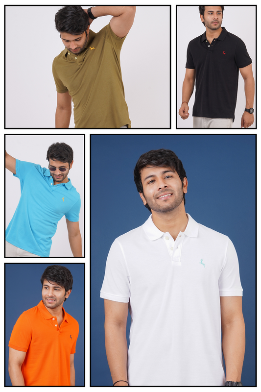 Pack of 5 Core Pique Polo T-Shirts With Embroidered Logo