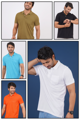 Pack of 5 Core Pique Polo T-Shirts With Pocket