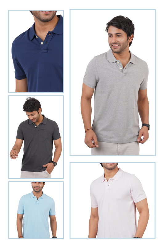 Pack of 5 Core Pique Polo T-Shirts