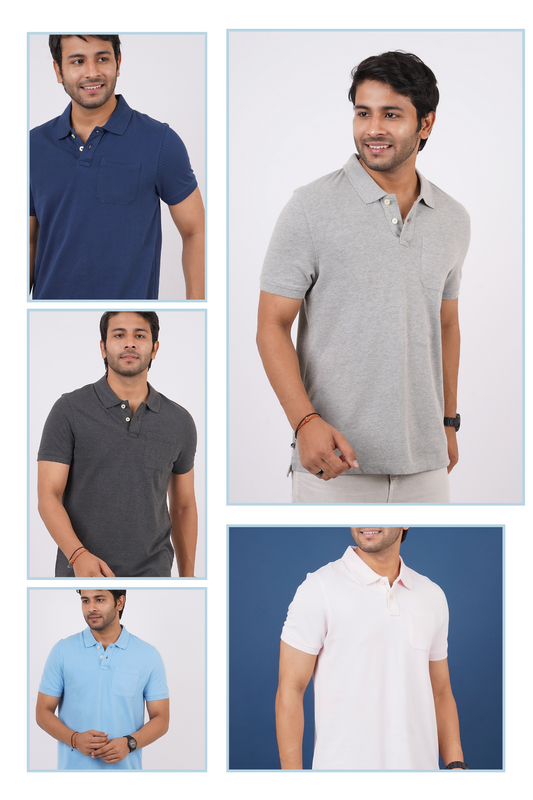 Pack of 5 Core Pique Polo T-Shirts  With Pocket