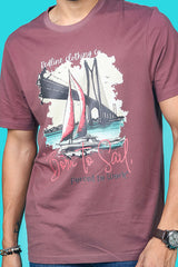 Men's Desert Rose Pima Cotton Single Jersey Round Neck T-shirt with Digital Print