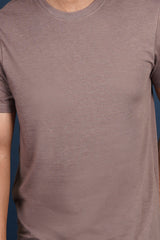 Men's Iron Brown Melange Round Neck T-Shirt