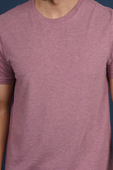 Men's Burgandy Melange Lycra Single Jersey Round Neck T-shirt