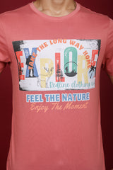 Men's Cayon Rose Pima Cotton Single Jersey Round Neck T-shirt   with Digital Print