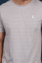 Men's Gull Grey striped round neck t-shirt