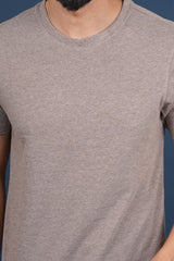 Men's Brown Melange round neck t-shirt