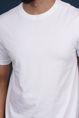 Men's White Lycra Single Jersey Round Neck T-shirt