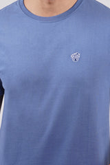 Men's navy single jersey round neck t-shirt with logo