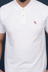 Men's white core pique polo t-shirt with logo