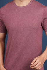 Men's Burgandy Melange round neck t-shirt