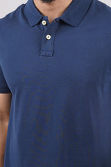 Men's Navy Core Lycra Pique Polo T-Shirt