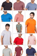 Pack of 13 Solid Pima Cotton Single Jersey Crew Neck T-Shirts With Logo