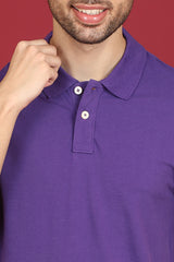 Men's Purple Enzyme Wash Pique Polo T-Shirt