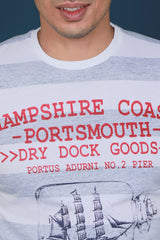 Men's White Single Jersey Printed Round Neck T-shirt