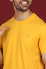 Men's Amber Lycra Single Jersey Round Neck T-shirt with Logo