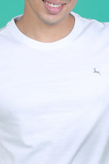 Men's White OE  Round Neck T-shirt with Logo