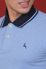 Men's  Blue Core Pique Polo T-shirt with Logo Embroidery