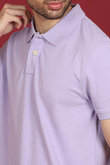 Men's Lavender Enzyme Wash Pique Polo T-shirt