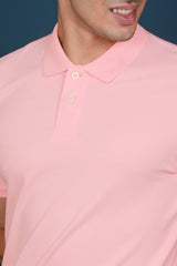 Men's Light Coral Lycra Pique Polo T-shirt