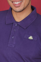 Men's Purple Core Lycra Pique Polo T-shirt